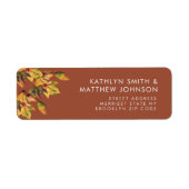 茶色素朴の紅葉の結婚差出人住所 ラベル (正面)