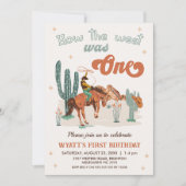 茶色素朴の緑の西は1歳の誕生日だった 招待状 (正面)