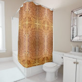 茶色素朴の西カントリーレザープリント シャワーカーテン (インサイチュ)