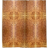 茶色素朴の西カントリーレザープリント シャワーカーテン (正面)