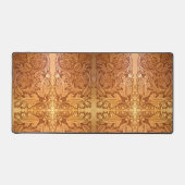 茶色素朴の西カントリーレザープリント デスクマット (正面)