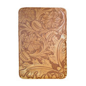 茶色素朴の西カントリーレザープリント バスマット (正面縦)