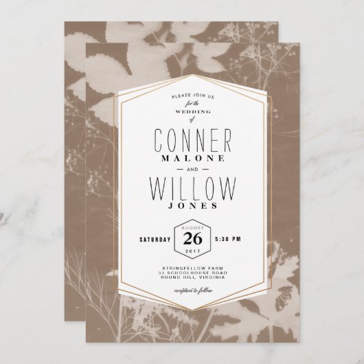 茶色素朴の離れ秋 招待状 (正面/裏面)