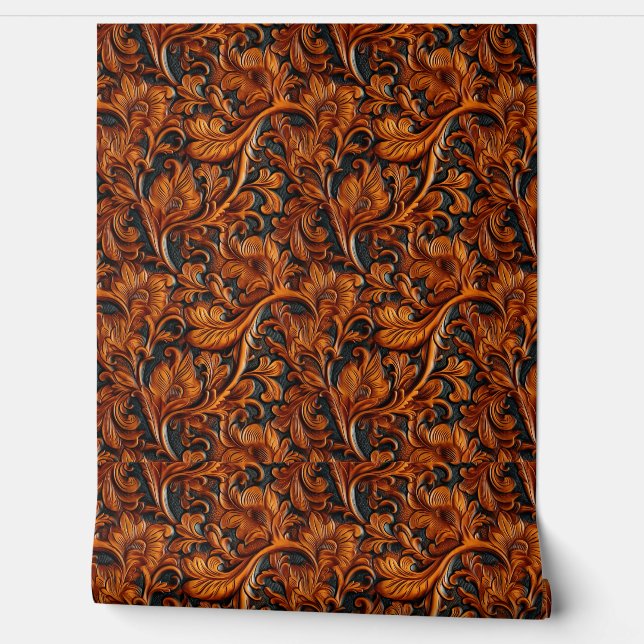 茶色素朴の黒い工具革 壁紙 (ほどく)