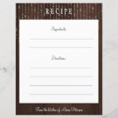 茶色素朴エレガントのバーンドウッドレシピカード (正面)