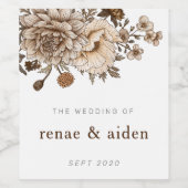 茶色素朴フローラ ワインラベル (シングルラベル)