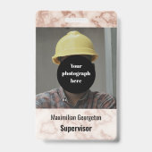 茶色素朴大理石ID バッジ (正面)