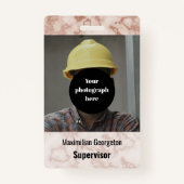 茶色素朴大理石ID バッジ (正面)