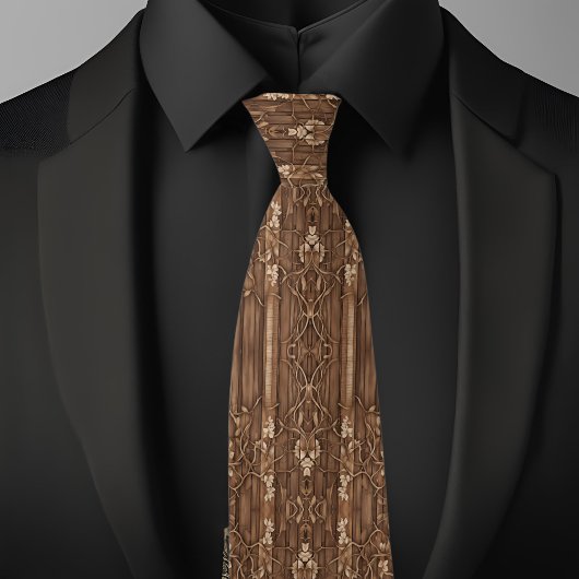茶色素朴材 ネクタイ