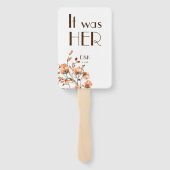 茶色素朴焦げオレンジフローラ秋の結婚式ゲーム ハンドファン (裏面)