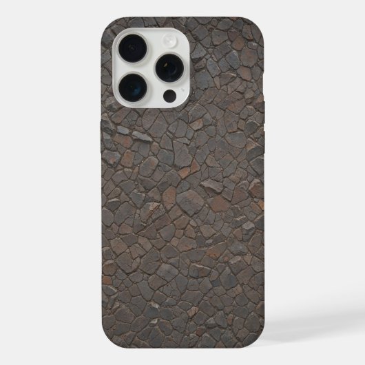 茶色素朴石モザイク自然岩質感 iPhoneケース (裏面)