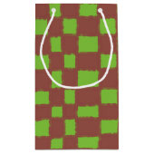 茶色素朴緑チェッ市松模様にカーボードパターン スモールペーパーバッグ (裏面)