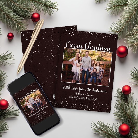 茶色素朴雪のクリスマスカード シーズンカード