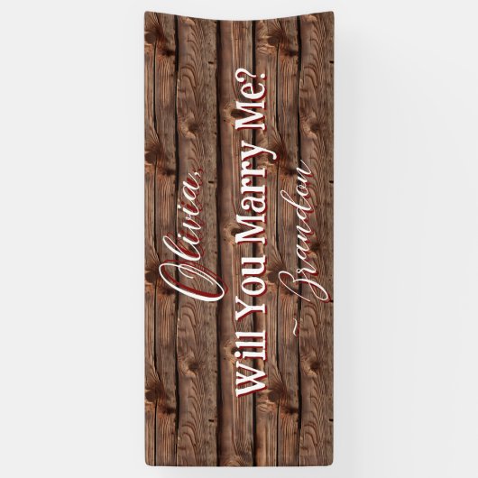 茶色素朴風化木材フェイク提案 横断幕 (縦)