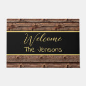 茶色素朴風化木材フェイク歓迎 ドアマット (正面)