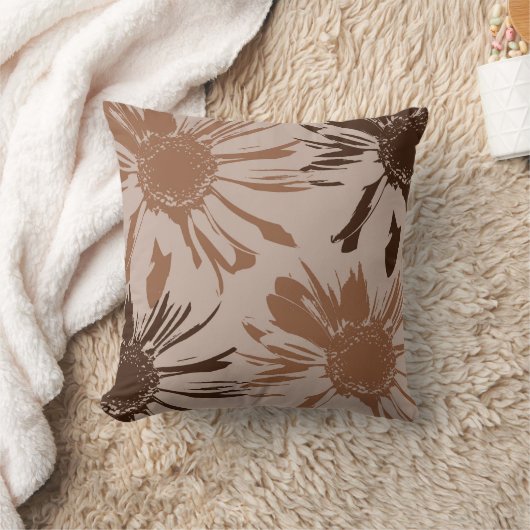 茶色自然のガーベラの花 クッション (ブランケット)