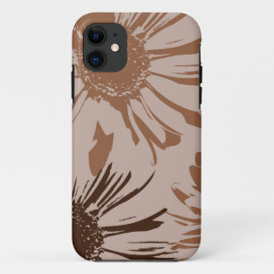 茶色自然のガーベラの花 iPhone 11 ケース