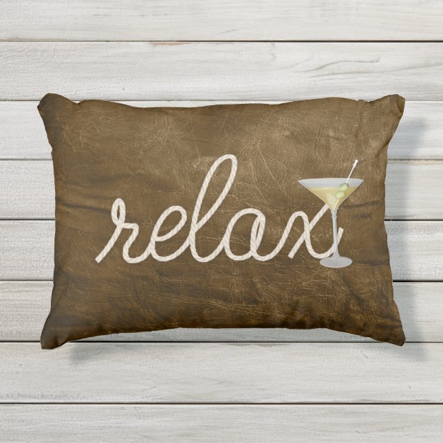 茶色航海のの皮質及びマルティーニのロープ アウトドアクッション (正面)