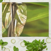 茶色芸術的と緑の黄色のトンボ キッチンタオル (折り畳み)