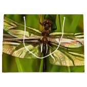 茶色芸術的と緑の黄色のトンボ ラージペーパーバッグ (正面)