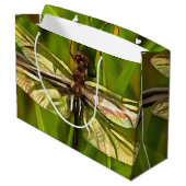 茶色芸術的と緑の黄色のトンボ ラージペーパーバッグ (裏面アングル)