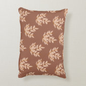 茶色葉のヴィンテージ線の葉のパターン アクセントクッション (裏面(縦))