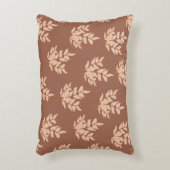 茶色葉のヴィンテージ線の葉のパターン アクセントクッション (正面(垂直))
