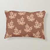 茶色葉のヴィンテージ線の葉のパターン アクセントクッション (裏面)