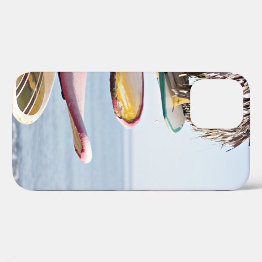 茶色赤と白の木製ラックのサーフボード Case-Mate iPhoneケース (裏面 (横))