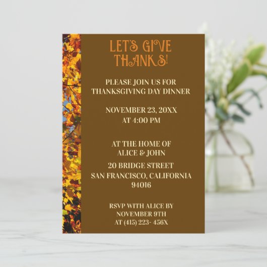 茶色離れの感謝祭ディナー秋の饗宴 招待状 (スタンド正面)