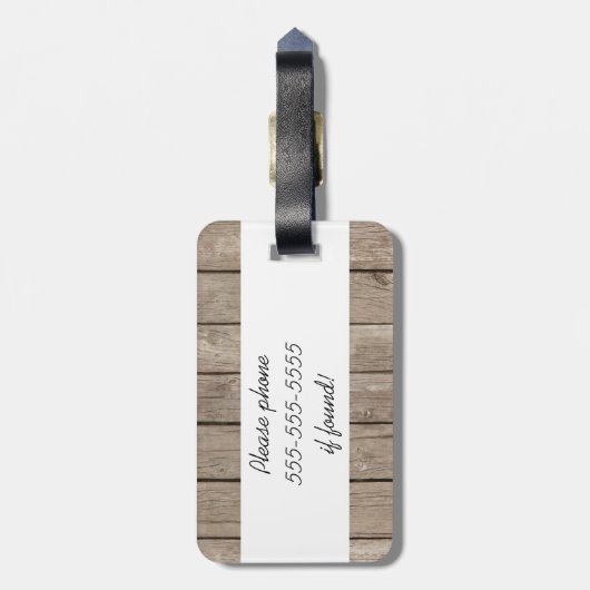茶色風化木製荷物タグ ラゲッジタグ (裏面縦)