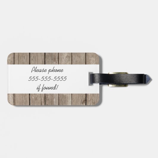 茶色風化木製荷物タグ ラゲッジタグ (裏面横)