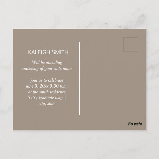 茶色(お好きな色を選んで)卒業パーティーの写真 ポストカード (裏面)