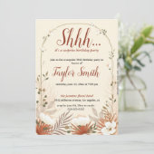 茶色 エレガント フラワー サプライズ パーティー 招待状 (スタンド正面)