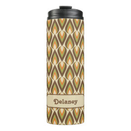 茶色、オレンジ、緑のレトロ幾何涙滴 タンブラー