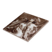 茶色、セピア、白の天使 タイル (側面)