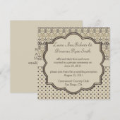 茶色 タン色 クリーム色 ダマスク ドット ポスト ウェディング 招待状 (正面/裏面)