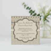 茶色 タン色 クリーム色 ダマスク ドット ポスト ウェディング 招待状 (スタンド正面)