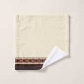 茶色(デザイナエレガントー付ストライプき) バスタオルセット (ウォッシュタオル)