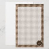 茶色(バラ金ゴールドアクセント付き千鳥格子のひな形) 便箋 (正面/裏面)