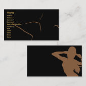 茶色-ビジネスの女の子のシルエット 名刺 (正面/裏面)