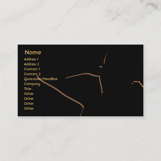 茶色-ビジネスの女の子のシルエット 名刺 (正面)