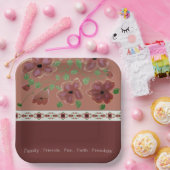 茶色(フローラ付エレガント) ペーパープレート (パーティー)