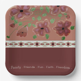 茶色(フローラ付エレガント) ペーパープレート