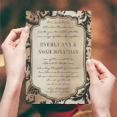 茶色 ブラック ダマスク アイス メタリック 結婚式招待状 招待状