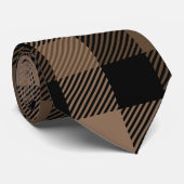 茶色、ベージュ、黒の格子模様 ネクタイ (ロール)
