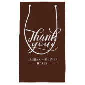 茶色 | ミニマルな結婚式のお礼 スモールペーパーバッグ (正面)