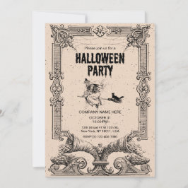 茶色 ヴィンテージ ハロウィンパーティー 招待状
