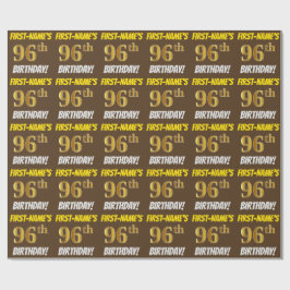 茶色、偽金/イミテーションゴールド、「96才の誕生日」 ラッピングペーパー