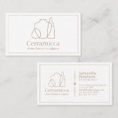 茶色 手作り 磁器彫刻 花瓶 セラミック 名刺 (正面/裏面)
